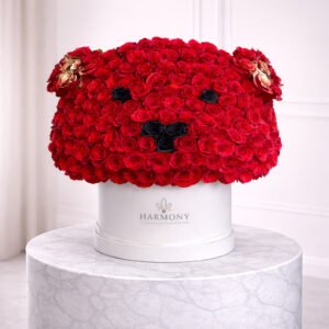 Red Bear Box of flowers